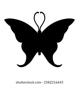 Silhouette, stamp of a winged insect, decorative butterfly. Vector graphics.