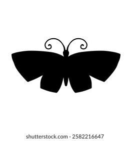 Silhouette, stamp of a winged insect, decorative butterfly. Vector graphics.