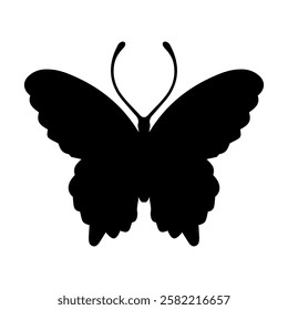 Silhouette, stamp of a winged insect, decorative butterfly. Vector graphics.