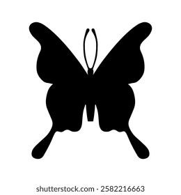 Silhouette, stamp of a winged insect, decorative butterfly. Vector graphics.