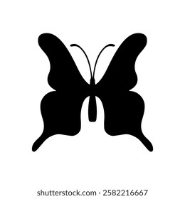 Silhouette, stamp of a winged insect, decorative butterfly. Vector graphics.