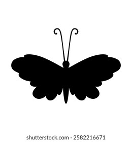 Silhouette, stamp of a winged insect, decorative butterfly. Vector graphics.