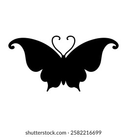 Silhouette, stamp of a winged insect, decorative butterfly. Vector graphics.