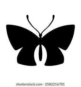 Silhouette, stamp of a winged insect, decorative butterfly. Vector graphics.