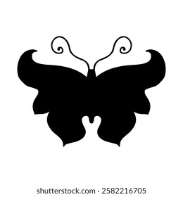 Silhouette, stamp of a winged insect, decorative butterfly. Vector graphics.