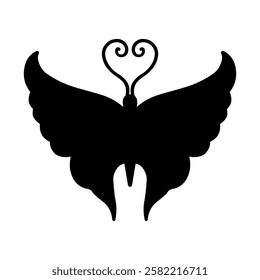 Silhouette, stamp of a winged insect, decorative butterfly. Vector graphics.