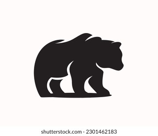silhouette stand bear black white logo symbol design template illustration inspiration