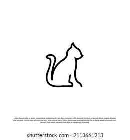 silhouette stand elegant cat logo design vector