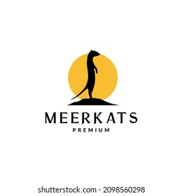 silhouette stand meerkat with sunset logo symbol icon vector graphic design illustration idea creative