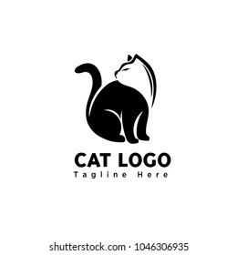 silhouette stand negative head art cat logo