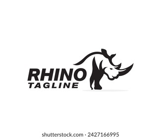 silhouette stand rhino art logo icon symbol design template illustration inspiration