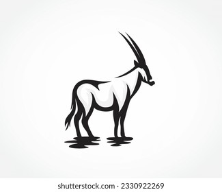 silhouette stand wild oryx logo design template illustration inspiration