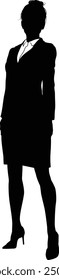 Silhouette standing business person woman in smart clothes.