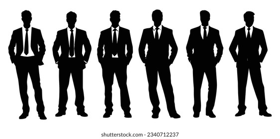 silhouette of standing businessman isolated on white background