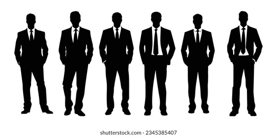 silhouette of standing businessman isolated on white background