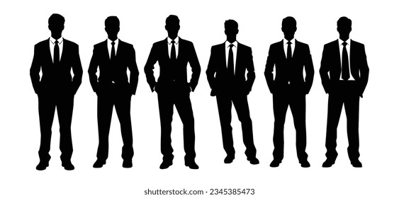 silhouette of standing businessman isolated on white background