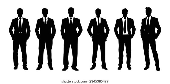 silhouette of standing businessman isolated on white background