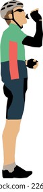 Silhouette Standing Cyclist Man 1 illustration vector	