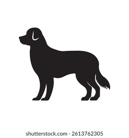 silhouette of a standing dog, showcasing a calm and alert pose. Ideal for pet related content, animal icons, and minimalist graphic designs.
