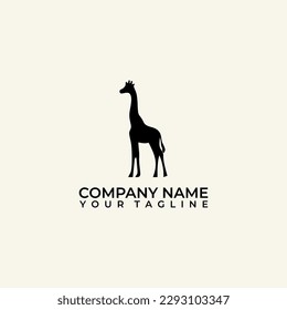 Silhouette of a standing giraffe. Minimalist logo for company.