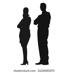silhouette of standing girl and boy