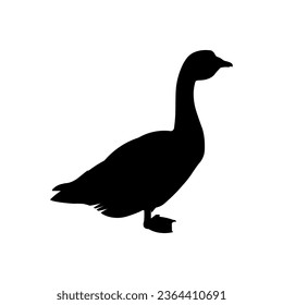 Silhouette de un ganso de pie. Vista lateral. Ilustración del vector aislada en fondo blanco