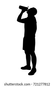 Silhouette standing healthy man on white background