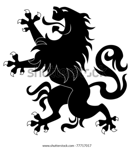 Silhouette Standing Heraldic Lion 3 Stock Vector (Royalty Free) 77717017