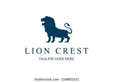 Silhouette of Standing Lion Leo Crest Logo Design
