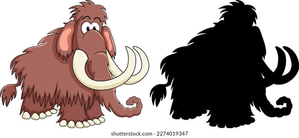 Silhouette of standing mammoth illustration