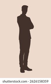 Silhouette of standing man in business suit. Vector illustration