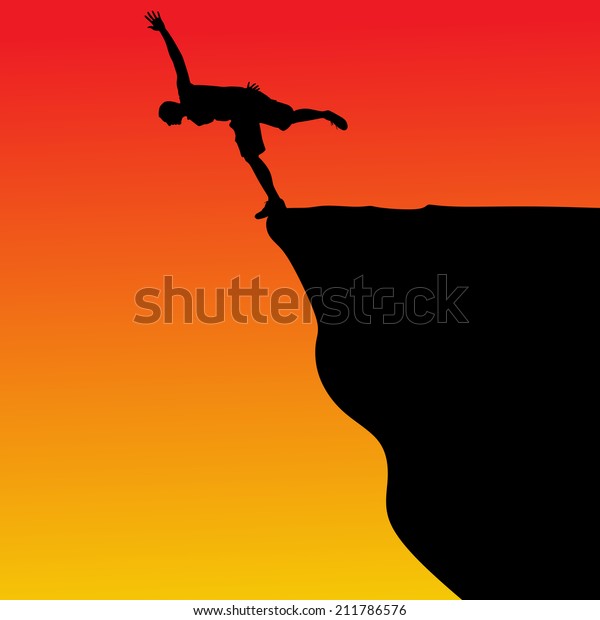 Silhouette Standing Man On Cliff Vector Stock Vector (Royalty Free ...