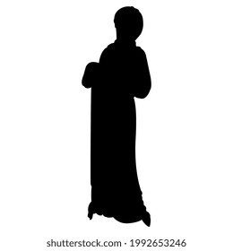 Silhouette of a standing medieval woman in long dress.