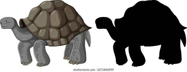 Silhouette of standing tortoise illustration