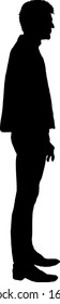 Silhouette of a standing young man. Vector illustration.