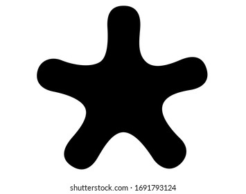 The silhouette of a star. Starfish black vector silhouette of a sea animal for pictogram or logo. A black five-pointed star icon.