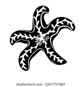 Silhouette of starfish. Marine dweller. Concept of sea and ocean life. Vector illustration