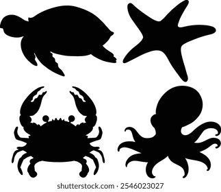 Silhouette of a Starfish, Marine Life Icon, Ocean Symbol