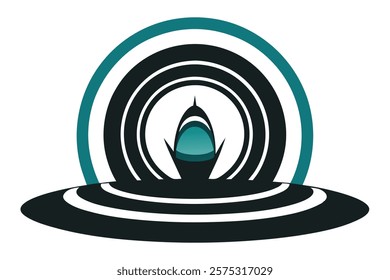 Silhouette of a Stargate with Concentric Light Rings - Sci-Fi Portal Design, Futuristic Gateway, Glowing Circular Frame, Mysterious Entrance, Fantasy Theme, Space Concept, Ideal for Stock Photography