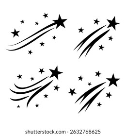 Silhouette Stars With Twisting Trails