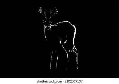 Silhouette Of A Startled Scared Deer In Nature