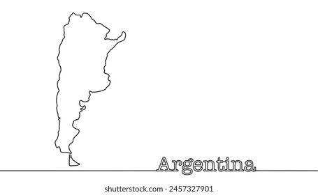 Silueta de las fronteras estatales de Argentina. Un estado muy Grande en Sudamérica. Vector aislado sobre fondo blanco.