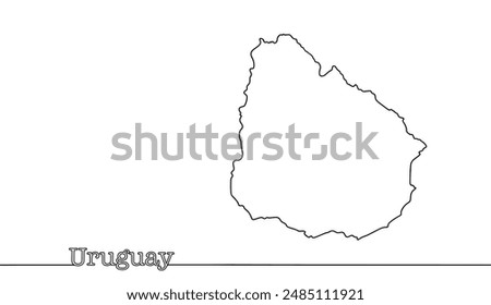 Silhouette of the state borders of Uruguay. The state is located in the southeastern part of South America, on the coast of the Atlantic Ocean.