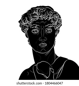 Silhouette of the statue of David (Michelangelo). Graphic drawing. Vector.