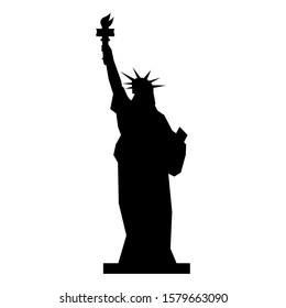 The silhouette of the statue of liberty.