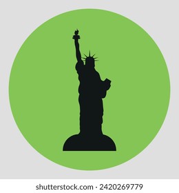 Silhouette of the statue of Liberty. Icon of the statue of liberty. Vector on a gray background