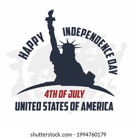 silhouette of the statue of liberty with the words 4th of july united states of america