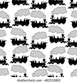 Silhouette steam locomotive seamless background