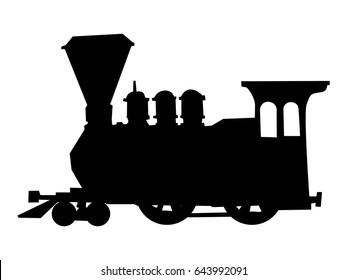 silhouette of steam train