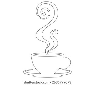 Silhouette of Steaming Coffee Cup – Minimalist Vector Art for Cafe Branding 1